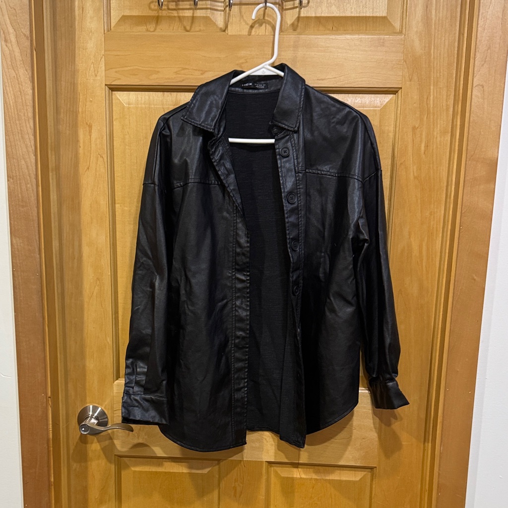 Shein Black Leather Look Top Size Xs